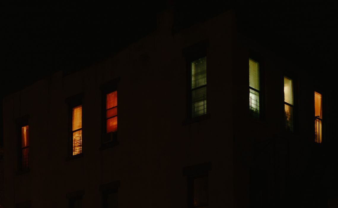 Neighbors in the night on Quincy Ave. in Bed-Stuy.