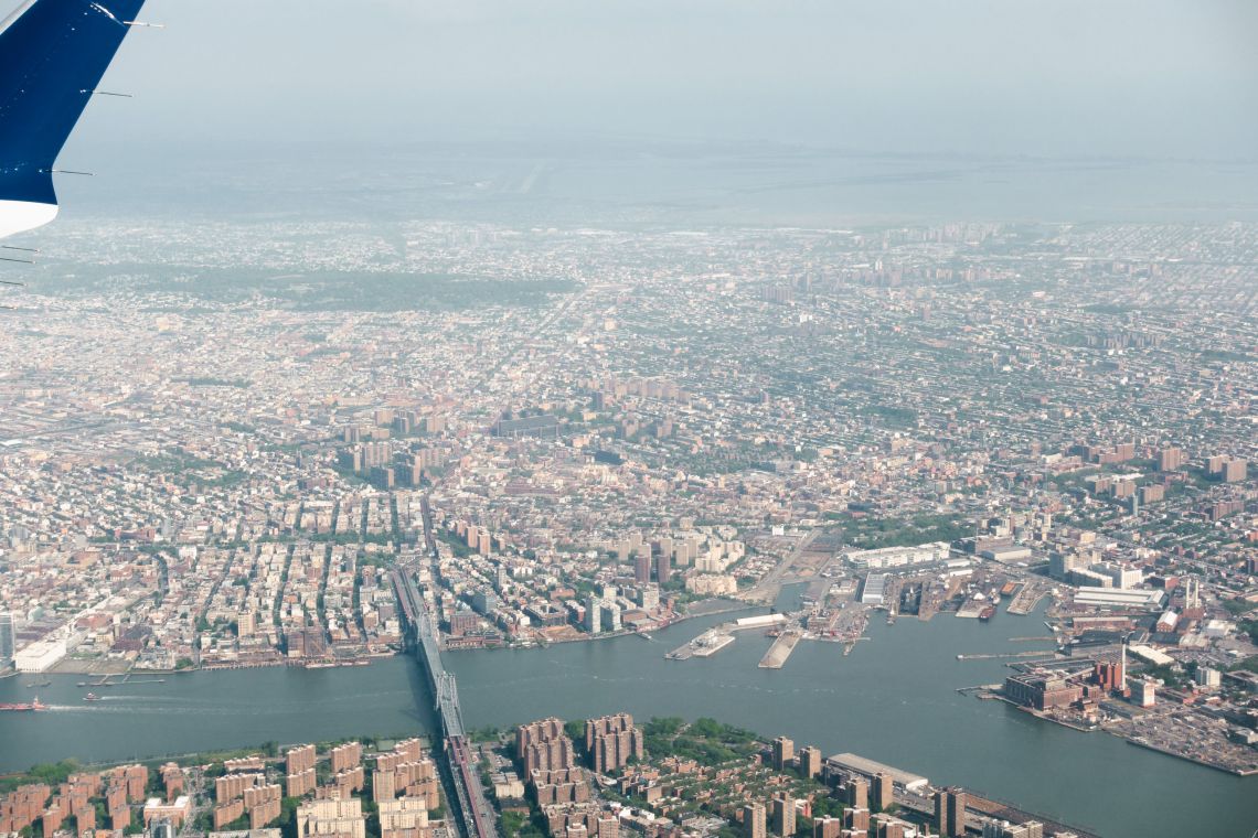 Over the Hudson, looking at Manhattan and Brooklyn.