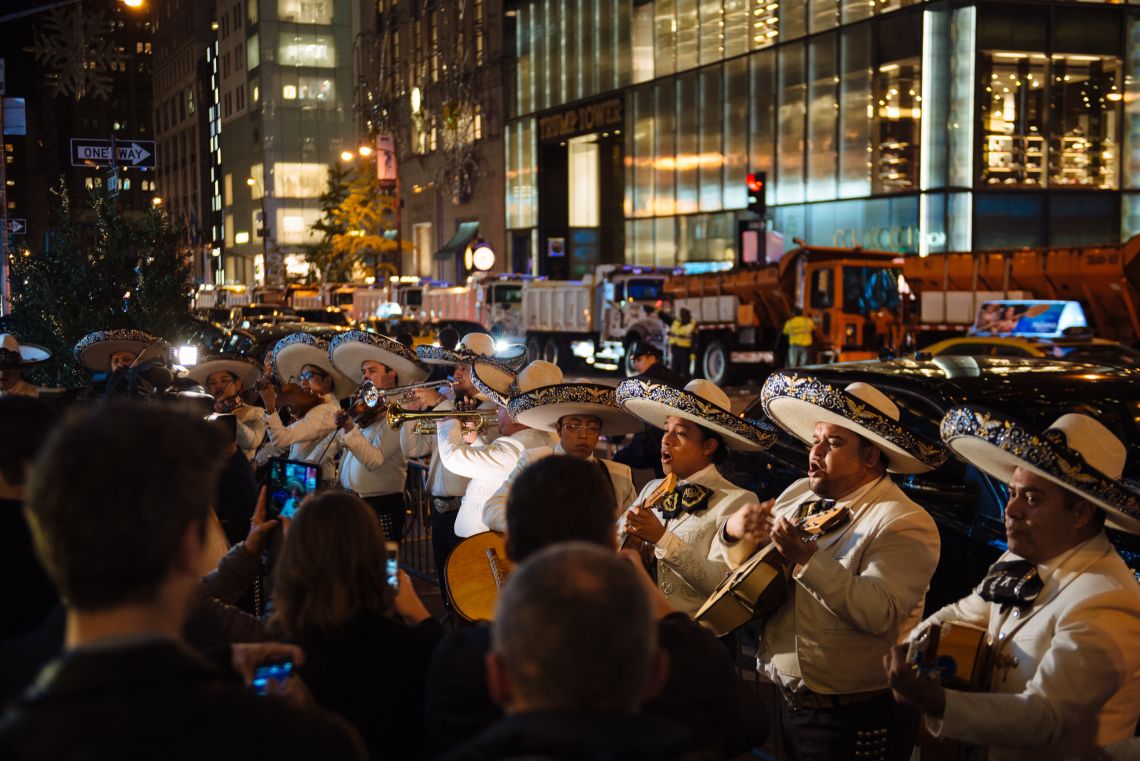 After NYPD escorted them down the street, the mariachi continued to play