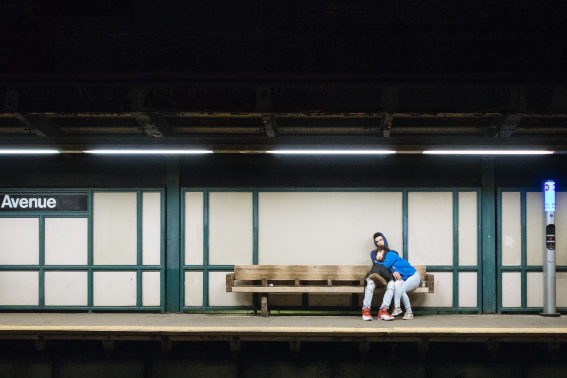 Couple Waiting on Marcy Ave