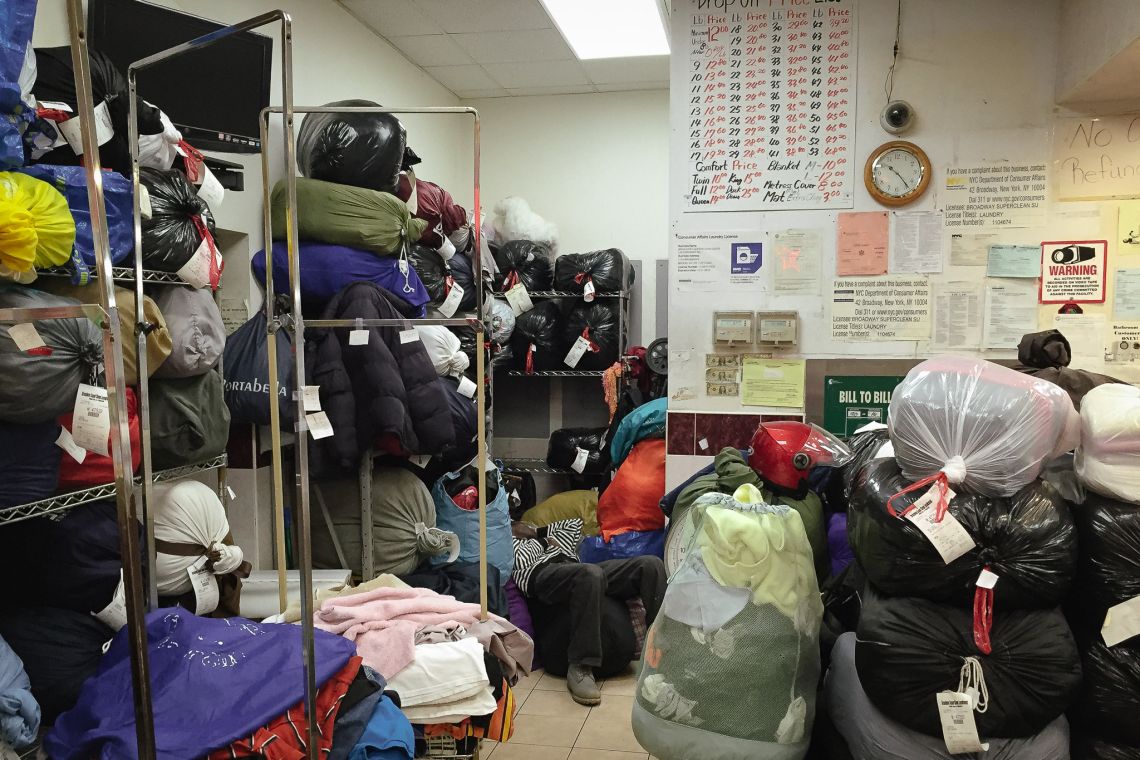 worker rest pile laundry bed-stuy brooklyn