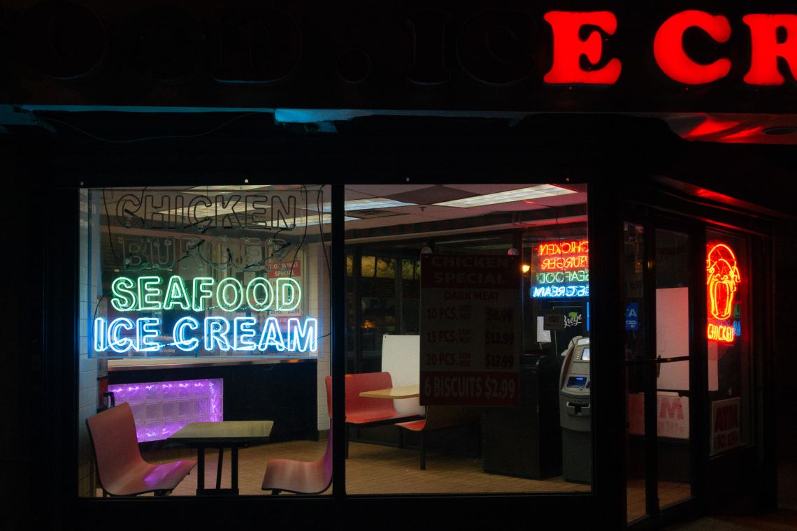 neon sign fried chicken restaurant bed-stuy
