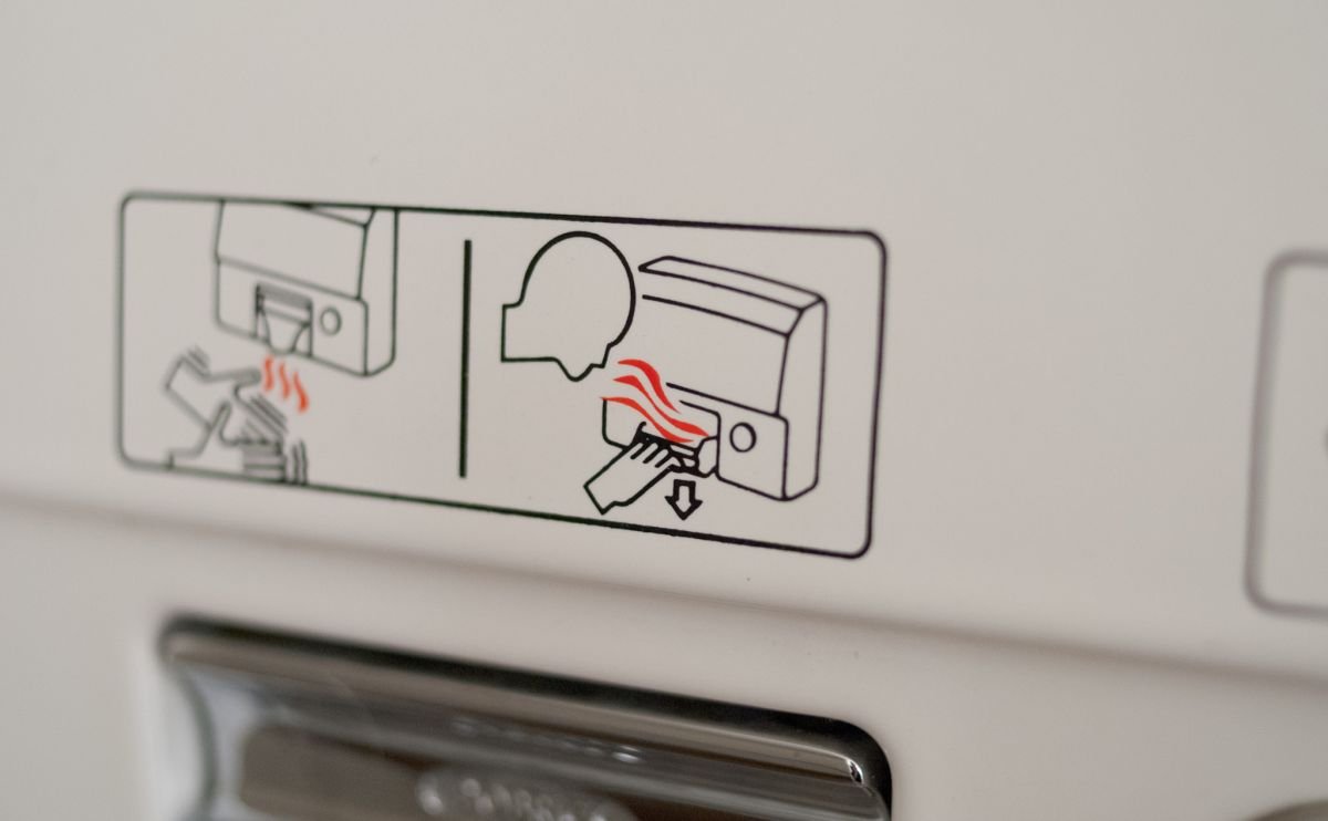 hand dryer for face at armory show bathroom