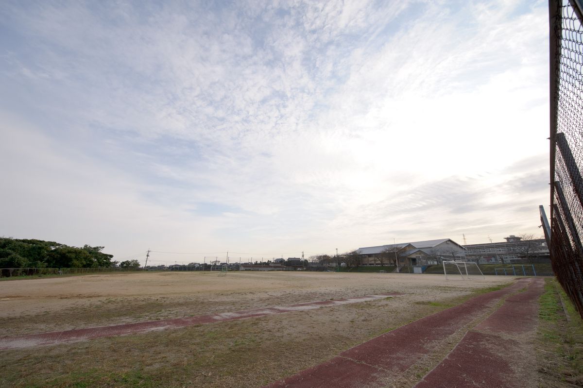facilities at a middle school in nawa, yonago, japan football field