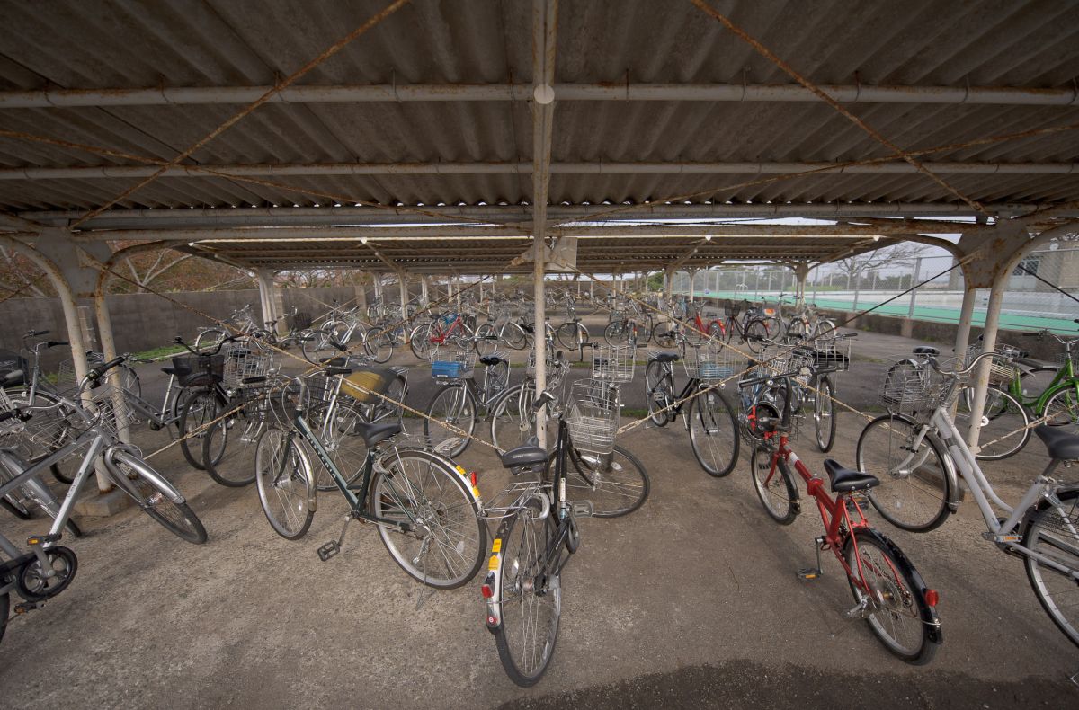 facilities at a middle school in nawa, yonago bicycle parking