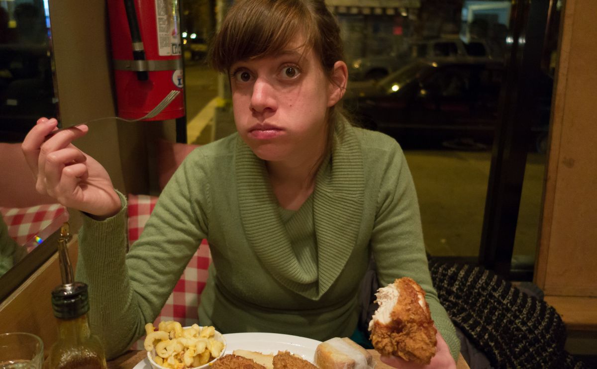 hungarian girl with fried chicken
