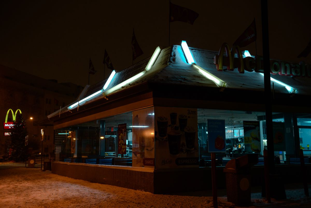 McDonald's, usually open late, has closed early. 