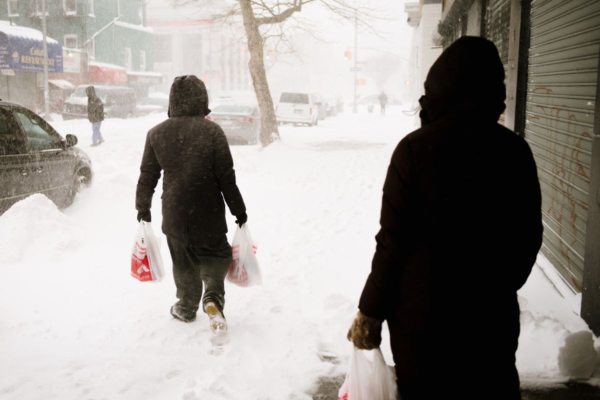 Grocery shoppers on Ralph Ave