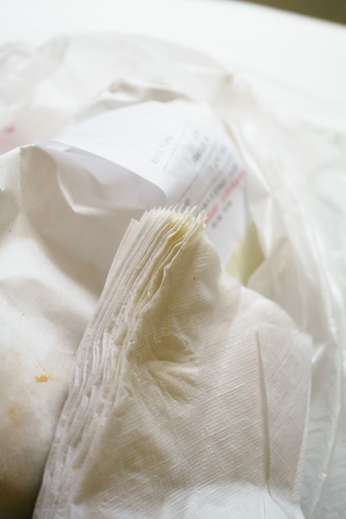 All That Jazz seeping through the napkins around the paper