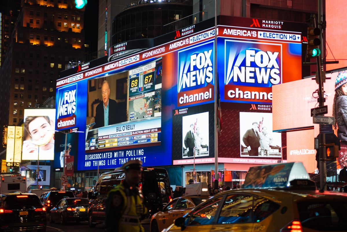 Fox News broadcast over times square