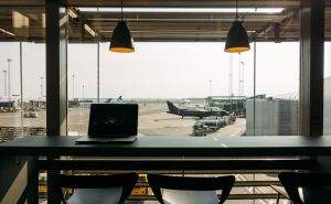 Inside, I'm appreciating the free WiFi but not the heat from proximity to these sunlit windows.