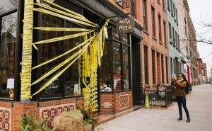 Nita Nita in Williamsburg, Brooklyn has closed and become a gentrification crime scene/artist installation.