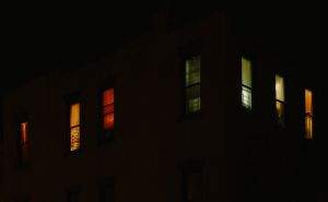 Neighbors in the night on Quincy Ave. in Bed-Stuy.
