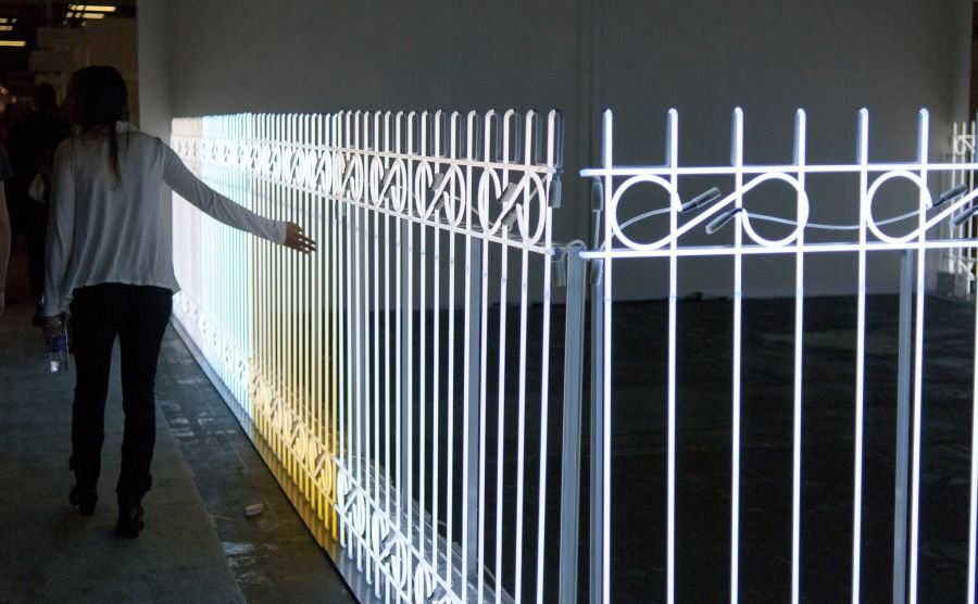 neon light fence armory show