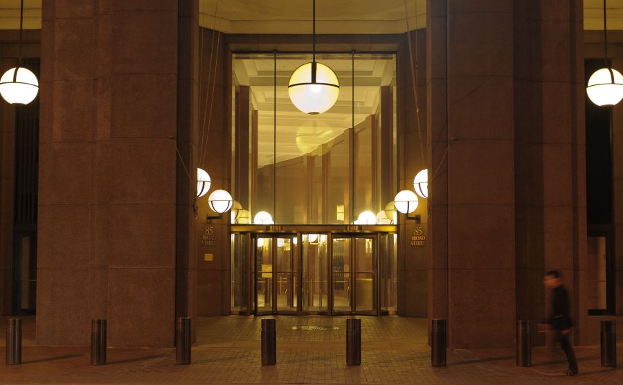 outside the goldman sachs building in financial district