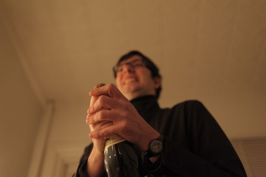 champagne popping new years eve