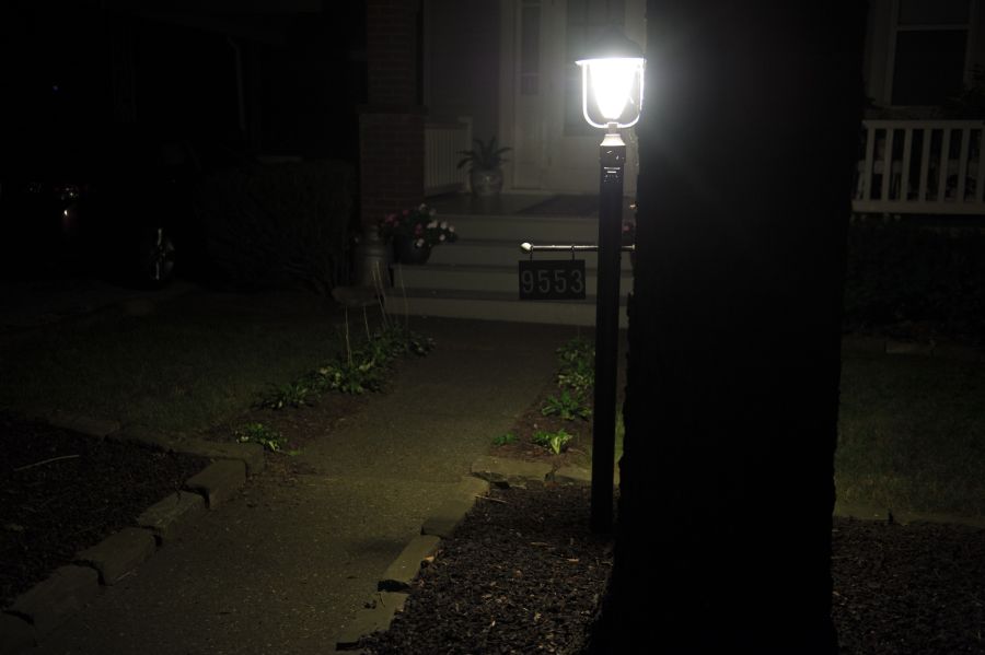night sidewalk with lamp