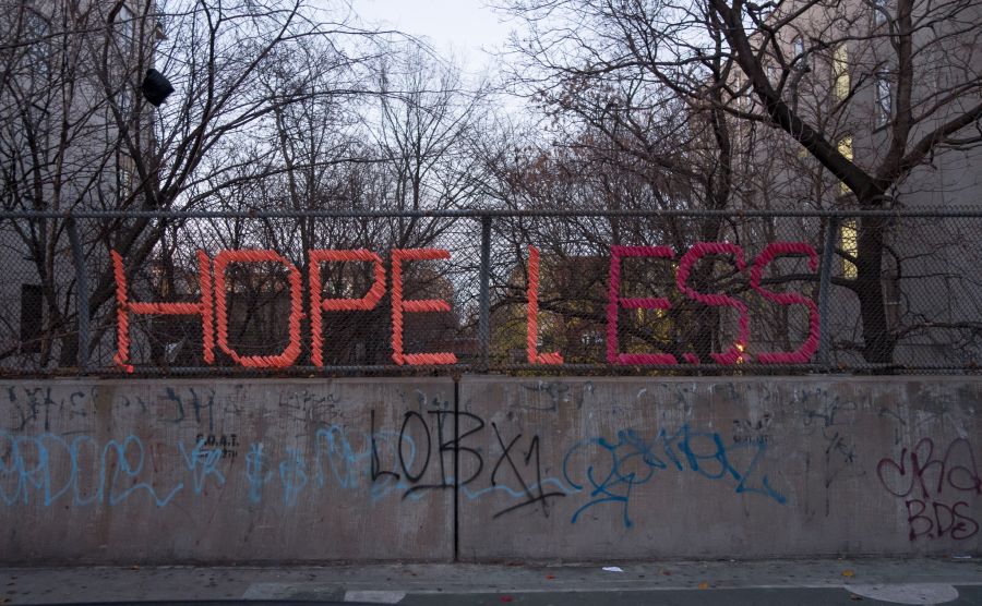 hope less streamer in fence