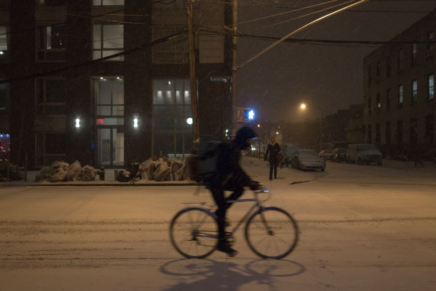 Cyclist in the snow