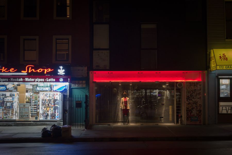 storefront mannequin williamsburg night