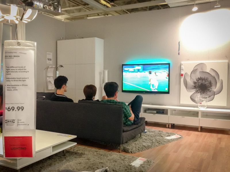 world cup match IKEA showroom.