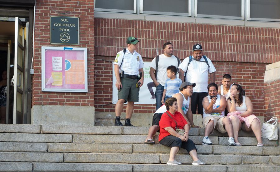 family watching world cup mobile phone