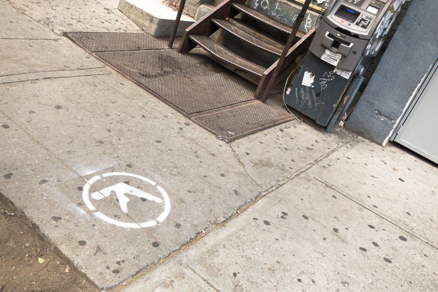 Aphex Twin logo spray painted williamsburg sidewalk