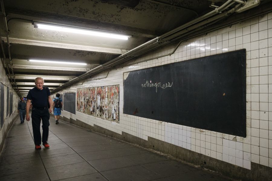 nothingness grafitti at west 4th street subway stop
